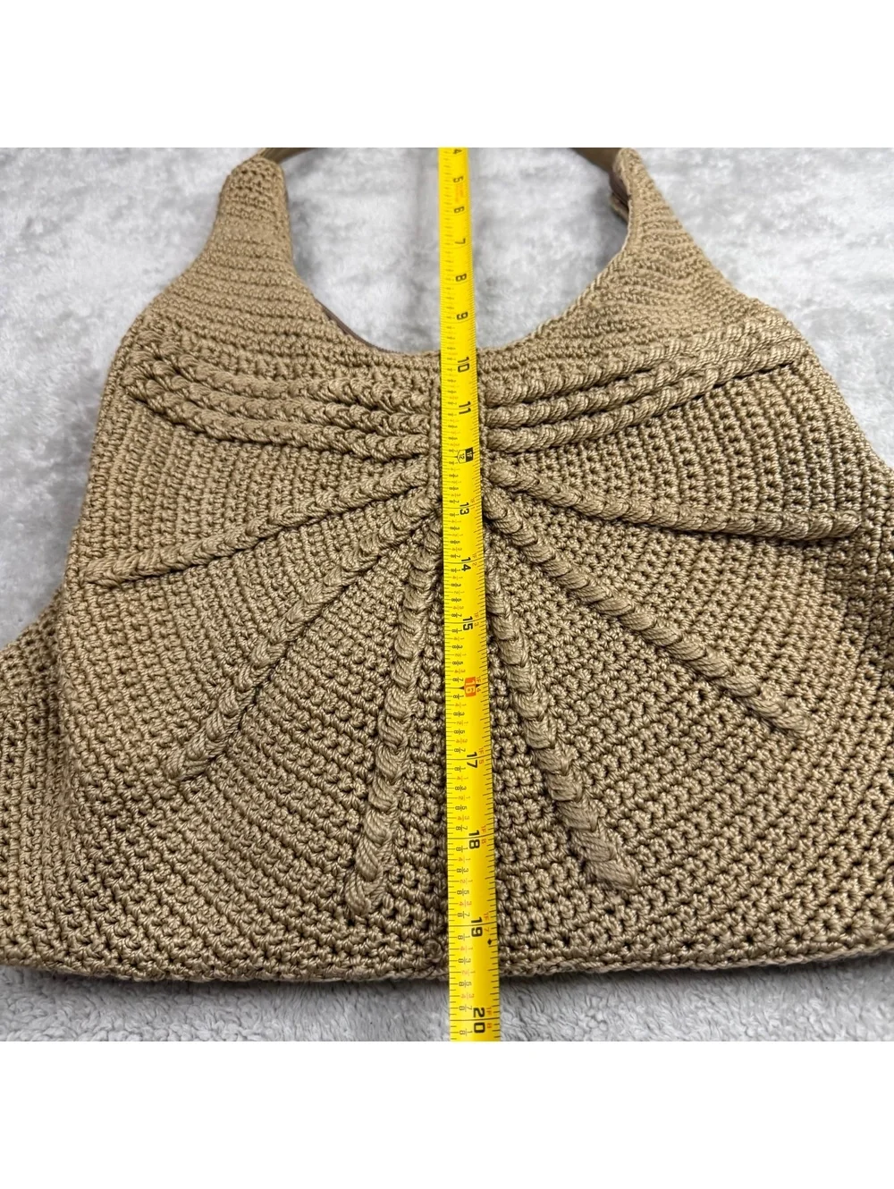 Tan Crochet Hobo Shoulder Bag Boho Slouchy Knit Purse Y2K Festival